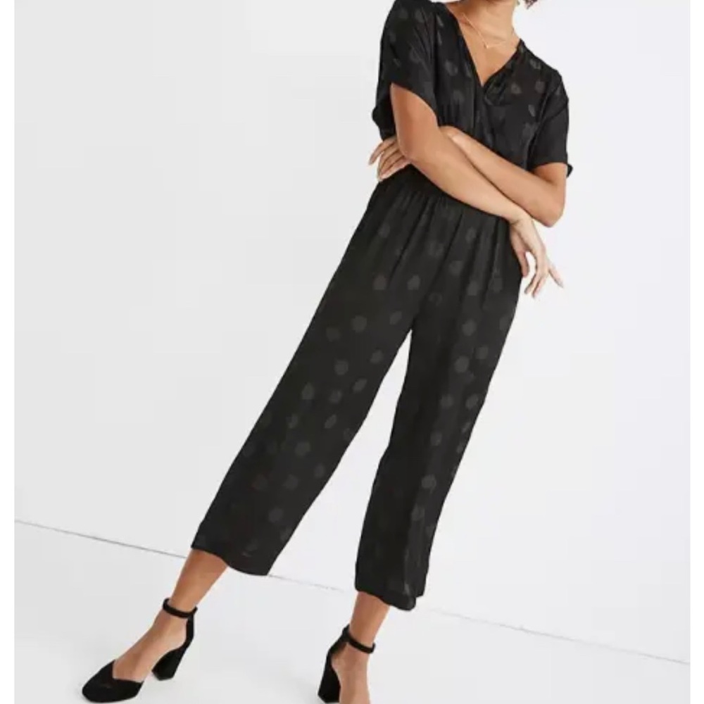 Madewell Women's Wrap-Front Smock-Waist Jumpsuit in Dot Jacquard size medium